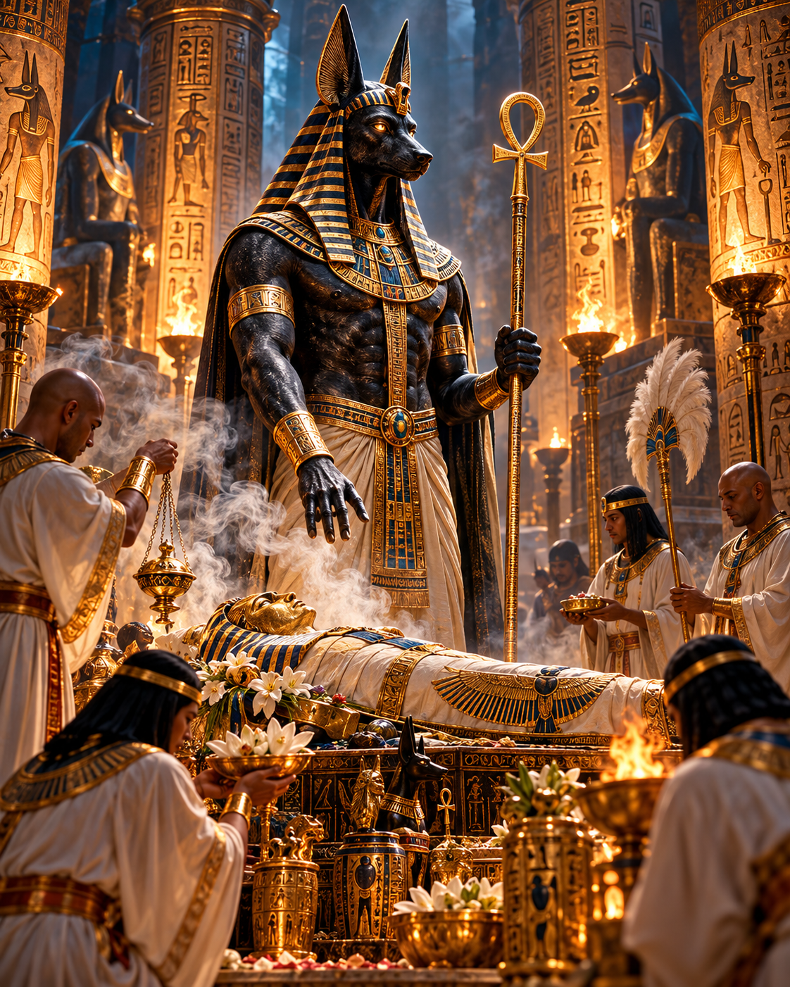 Ritual sagrado presidido por Anubis