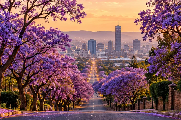 Ilustración de avenida de jacarandás en Pretoria